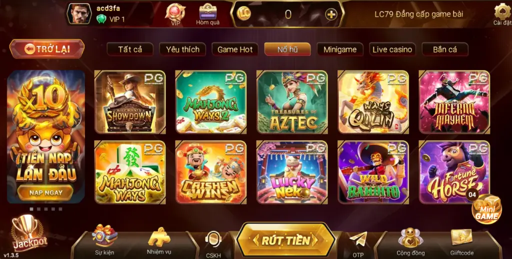 game slot JILI PG LC79 giao diện chơi slot mới