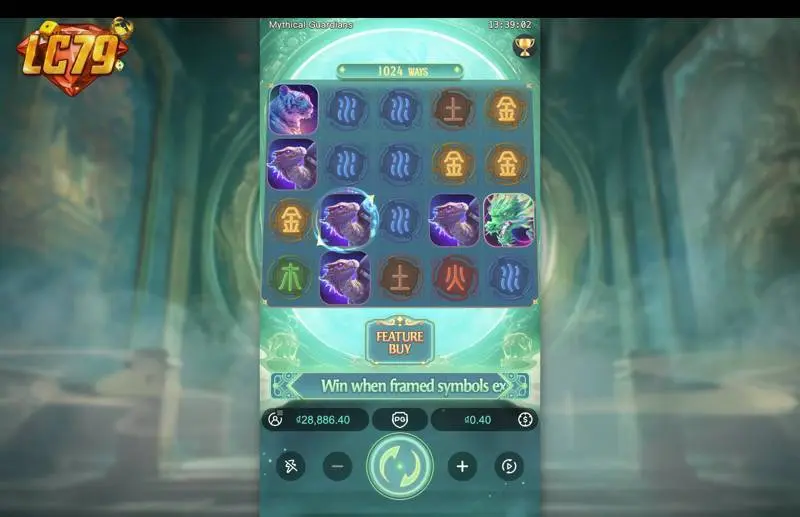 Ảnh giao diện chính game Mythical Guardians (slot PG) chơi tại LC79